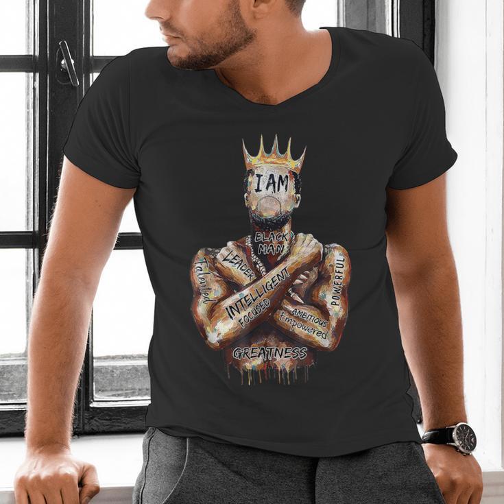 I Am Man King Powerful Dad Afro Melanin Black History Men's V-Neck T-Shirt