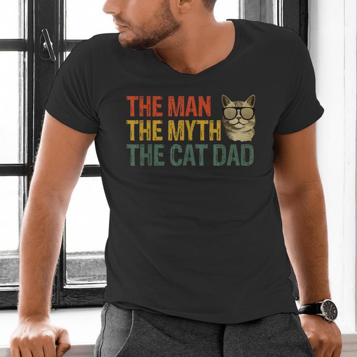 The Man The Myth The Cat Dad Cat Daddy Vintage Men's V-Neck T-Shirt