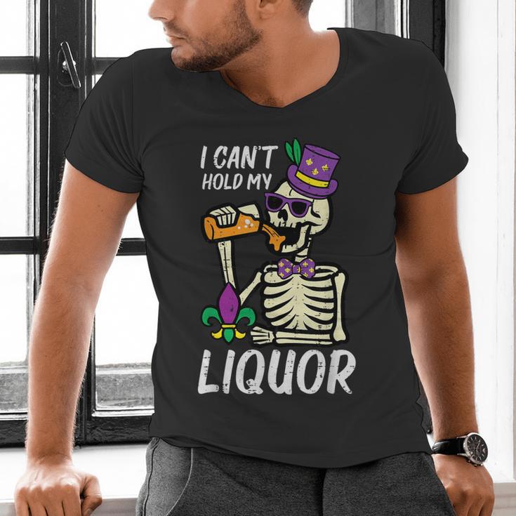 Mardi Gras Skeleton Cant Hold My Carnival Team Dad Men Men's V-Neck T-Shirt