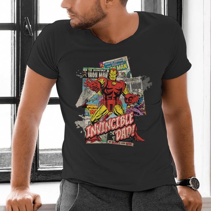 Marvel Iron Man Invincible Dad Father's Day Comic Retro Men's V-Neck T-Shirt