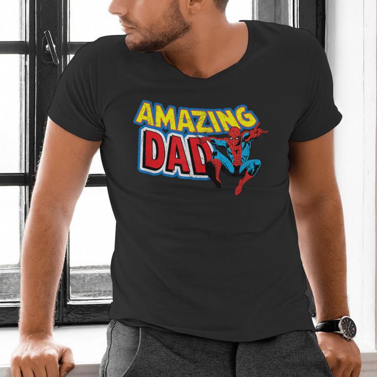 Marvel Spider-Man Amazing Dad Comic Book Father's Day Men's V-Neck T-Shirt Marvel Spider-Man Amazing Dad Comic Book Father's Day Men's V-Neck T-Shirt