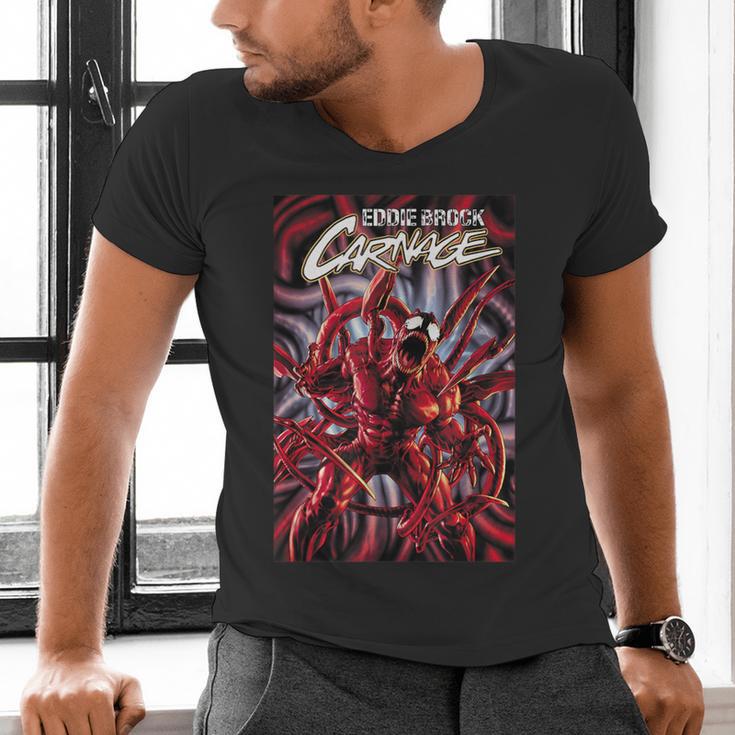 Marvel Spider-Man Eddie Brock Carnage Comic Book Cover Men's V-Neck T-Shirt Marvel Spider-Man Eddie Brock Carnage Comic Book Cover Men's V-Neck T-Shirt