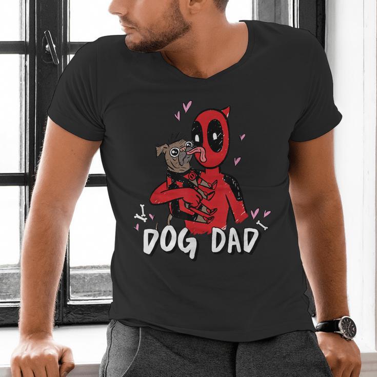 Marvel Super Heroes Pets Deadpool Loves Dogpool Dog Dad Men's V-Neck T-Shirt