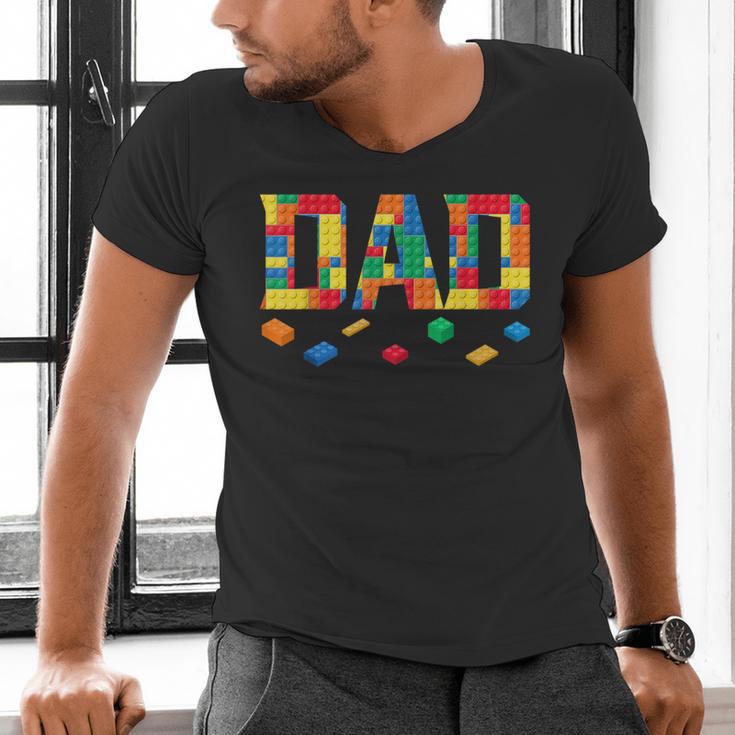 Master Builder Dad Birthday Boy Building Bricks Blocks Daddy Men's V-Neck T-Shirt Master Builder Dad Birthday Boy Building Bricks Blocks Daddy Men's V-Neck T-Shirt