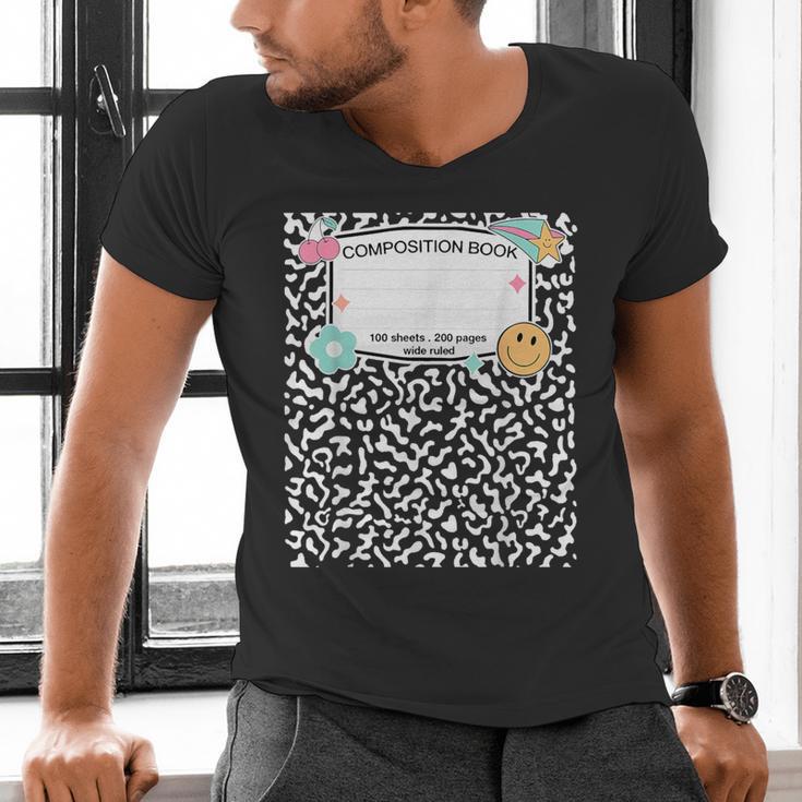 Matching Group Halloween Teacher Composition Book Notebook Men's V-Neck T-Shirt Matching Group Halloween Teacher Composition Book Notebook Men's V-Neck T-Shirt