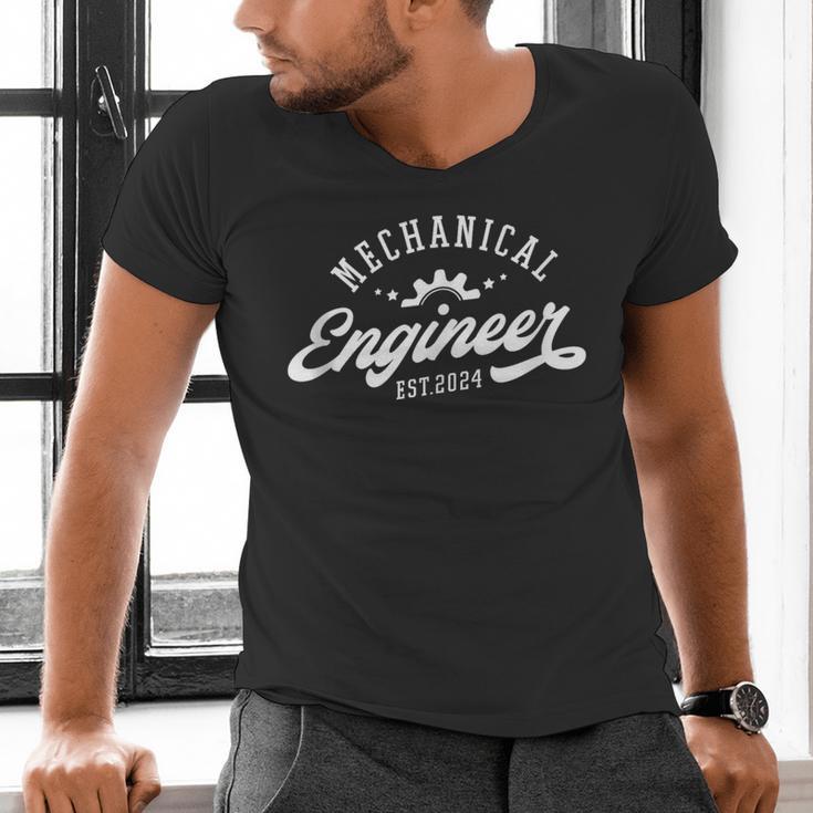 Mechanical Engineer Est 2024 Mechanical Engineer Graduation Men's V-Neck T-Shirt
