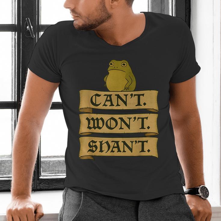 Medieval Frog Meme Sarcastic Introvert Humor Fantasy Men's V-Neck T-Shirt Medieval Frog Meme Sarcastic Introvert Humor Fantasy Men's V-Neck T-Shirt
