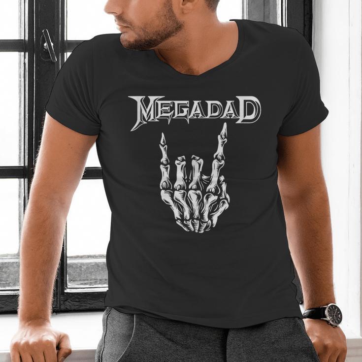 Megadad Retro 90s Hard Rock Band Heavy Metal Father's Day Men's V-Neck T-Shirt