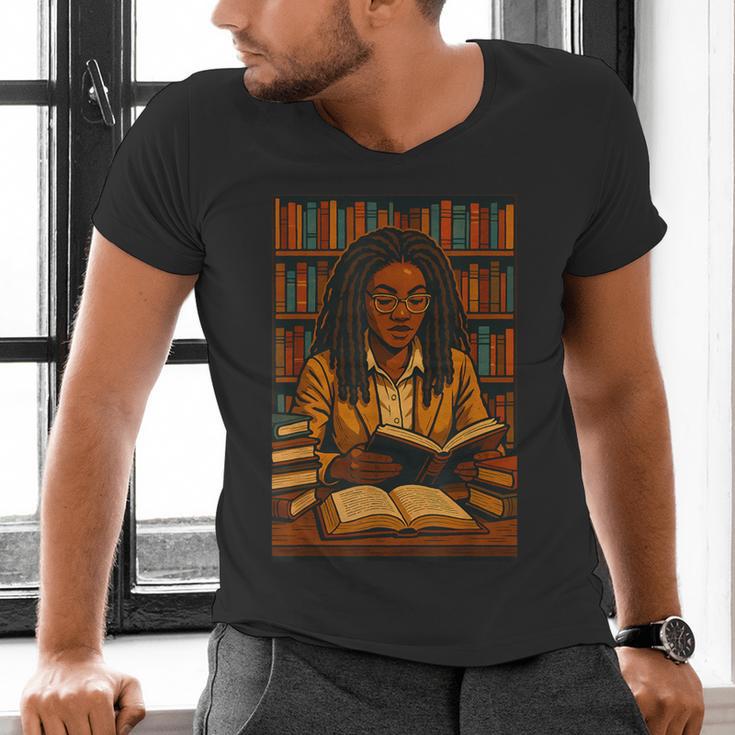 Melanin Girl Locs Book Lover Librarian Teacher Student Men's V-Neck T-Shirt Melanin Girl Locs Book Lover Librarian Teacher Student Men's V-Neck T-Shirt