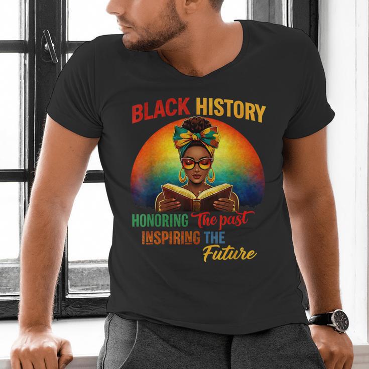 Melanin Honoring Past Inspiring Pride Book Month Men's V-Neck T-Shirt