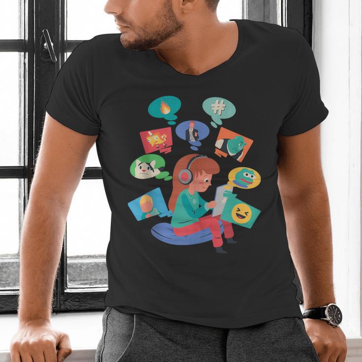 Memes Speak Louder Introvert Anti People Meme Lovers Quiet Men's V-Neck T-Shirt