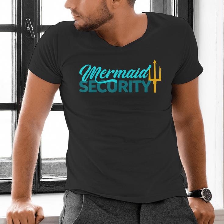 Mermaid Security Birthday Party Matching Dad Boys Men's V-Neck T-Shirt