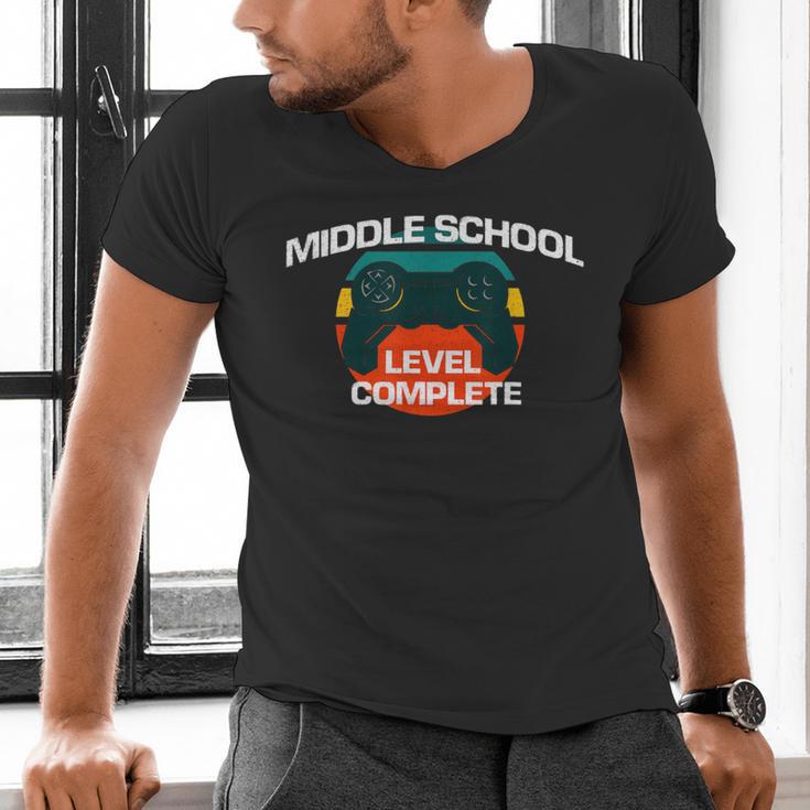Middle School Graduation Gaming Vintage Level Complete Men's V-Neck T-Shirt