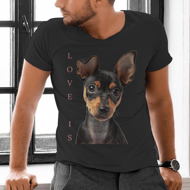 Miniature Pinscher Shirt Dog Mom Dad Tshirt Love Puppy Pet Men's V-Neck T-Shirt