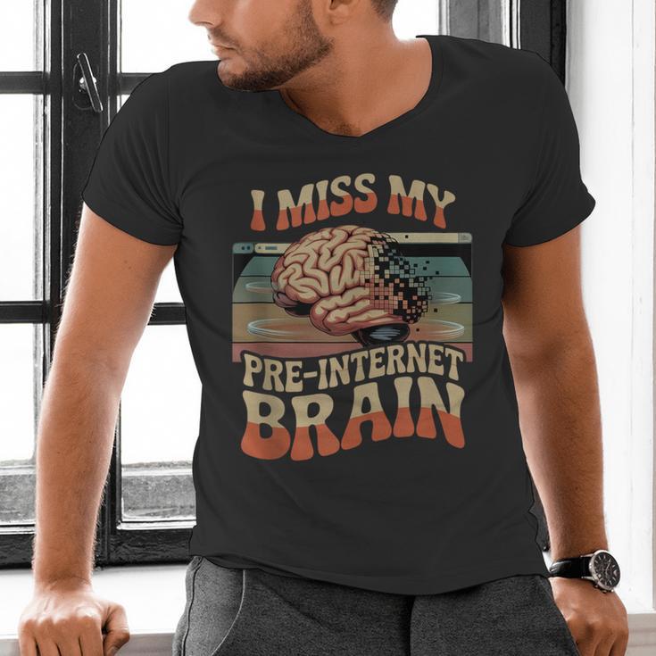 I Miss My Pre-Internet Brain Digital Nostalgia Retro Men's V-Neck T-Shirt