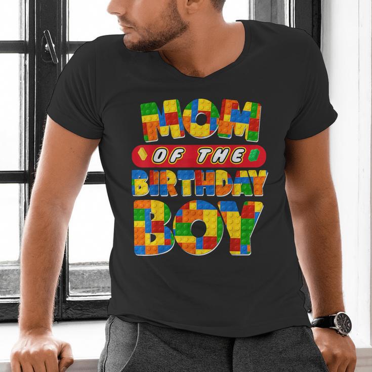 Mom And Dad Birthday Boy Building Bricks Family Party Decor Men's V-Neck T-Shirt