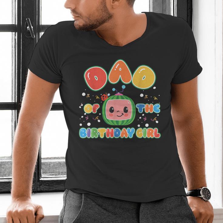 Mom And Dad Of The Birthday Girl Melon Family Matching Men's V-Neck T-Shirt
