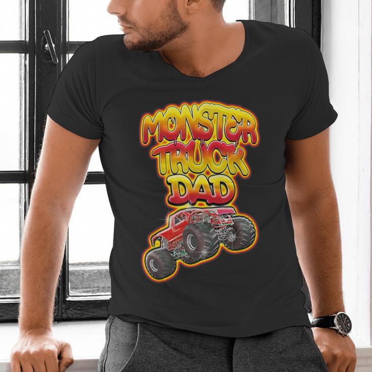 Monster Truck Dad Hot Red Graffiti Style Men's V-Neck T-Shirt Monster Truck Dad Hot Red Graffiti Style Men's V-Neck T-Shirt