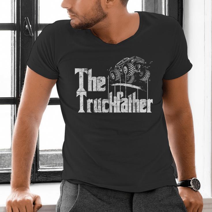Monster Truck Jam Truckfather Dad Father UTE Pickup Men's V-Neck T-Shirt