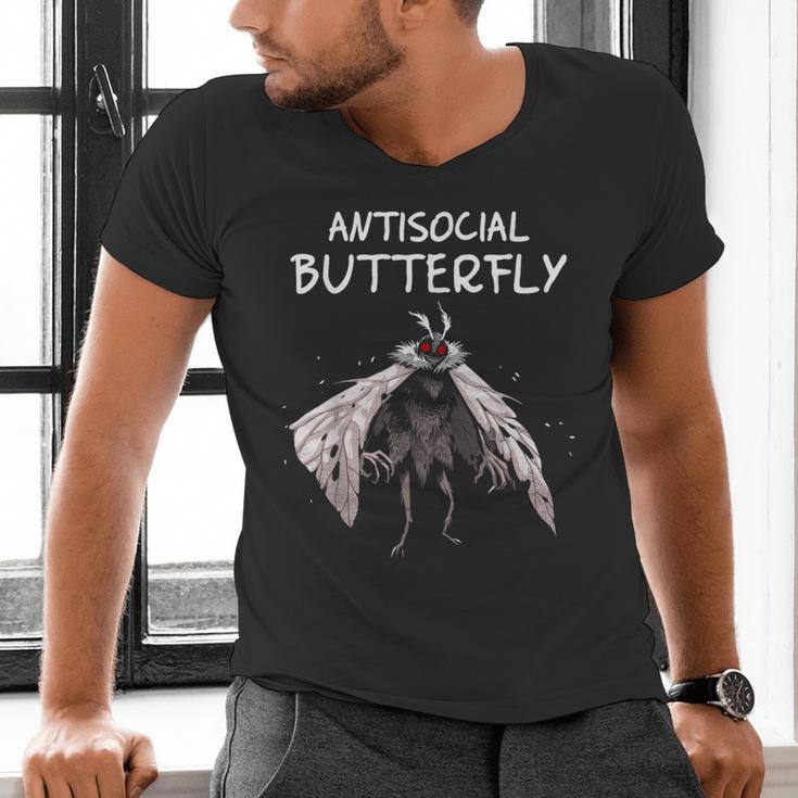 Mothman Shirt Antisocial Butterfly Introvert Cryptid Men's V-Neck T-Shirt Mothman Shirt Antisocial Butterfly Introvert Cryptid Men's V-Neck T-Shirt