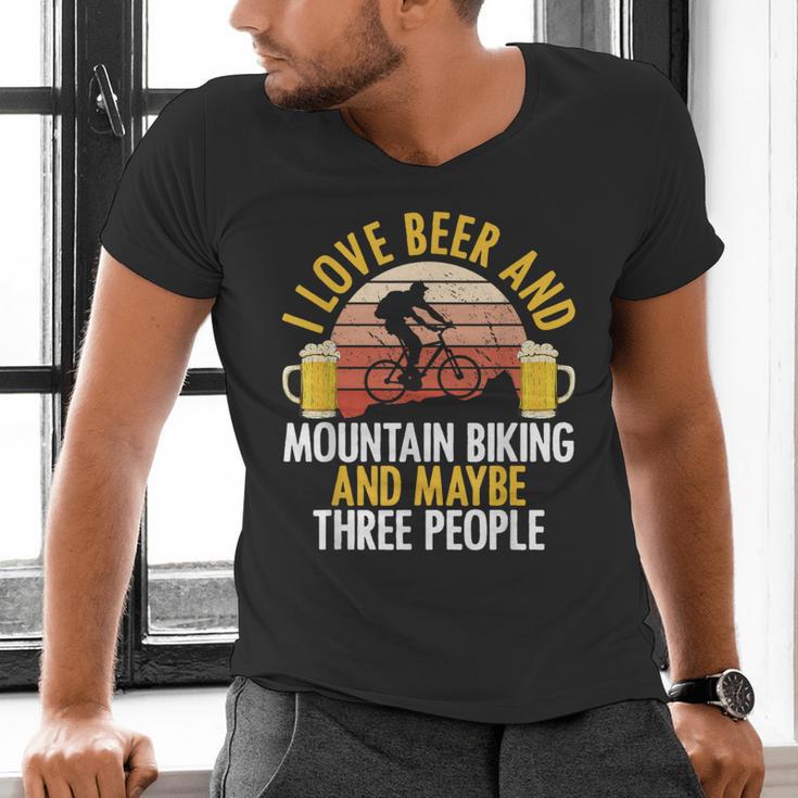Mountain Biking Beer Drinking Introvert Sayings For Cyclist Men's V-Neck T-Shirt Mountain Biking Beer Drinking Introvert Sayings For Cyclist Men's V-Neck T-Shirt