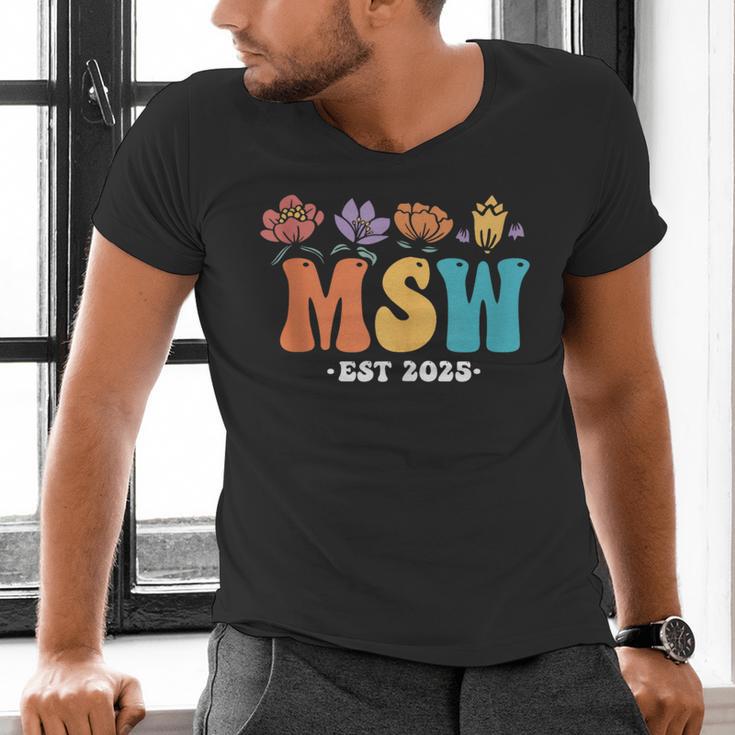 MSW Est 2025 Graduation School Social Worker Shirt Master Men's V-Neck T-Shirt