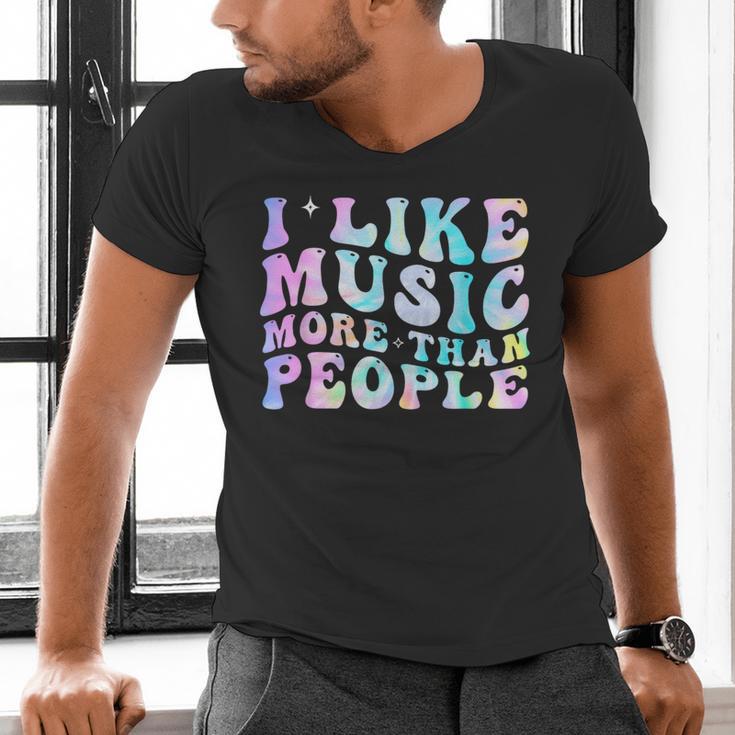 I Like Music More Than People Introvert Musician Retro Men's V-Neck T-Shirt