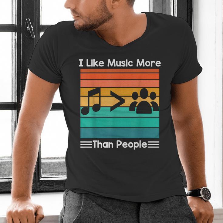 I Like Music More Than People Introvert Saying Quote Men's V-Neck T-Shirt