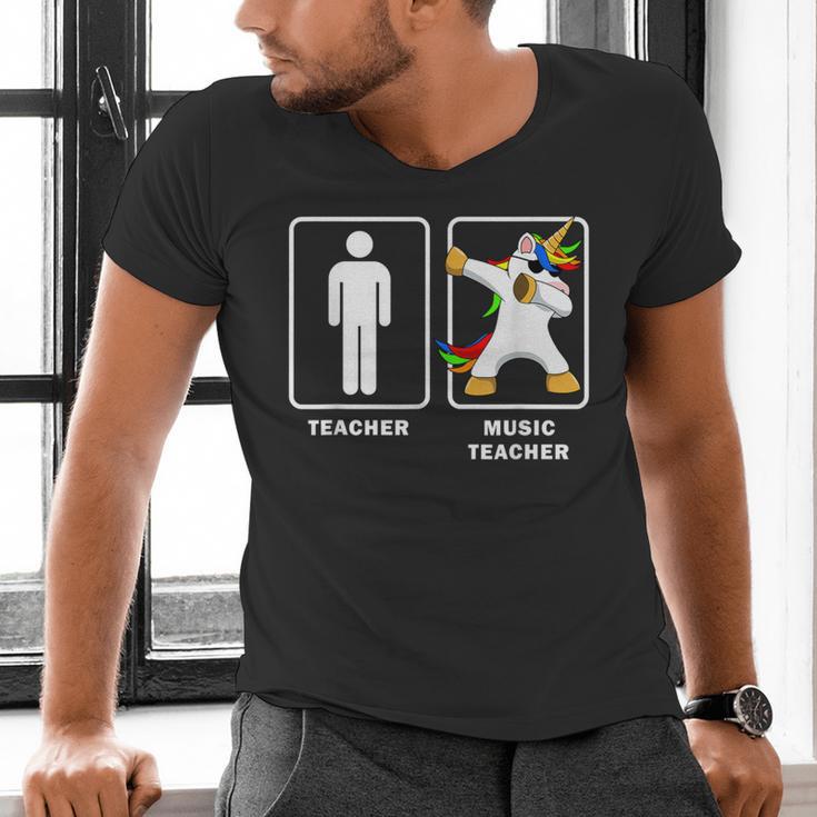 Music Teacher Dabbing Unicorn Graduation Shirt Men's V-Neck T-Shirt