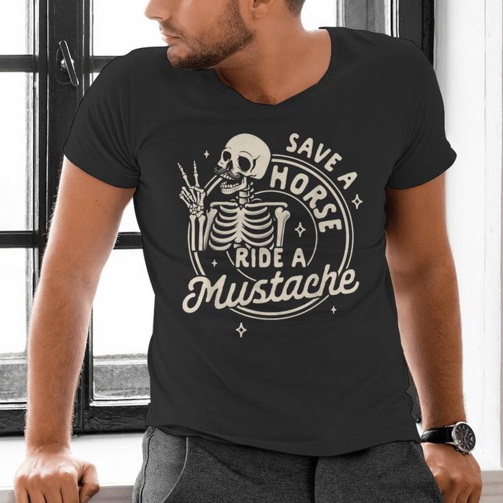 Mustache Dad Father’s Day Save A Horse Ride A Mustache Men's V-Neck T-Shirt Mustache Dad Father’s Day Save A Horse Ride A Mustache Men's V-Neck T-Shirt