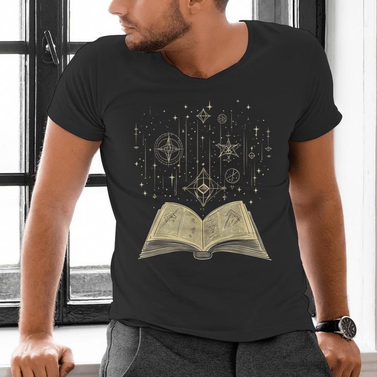 Mystic Astral Lunar Celestial Witch Spell Book Men's V-Neck T-Shirt