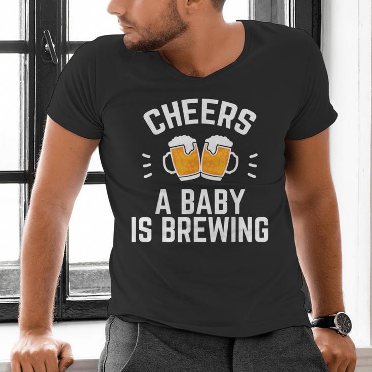New Dad Baby Shower Cheers A Baby Is Brewing Men's V-Neck T-Shirt