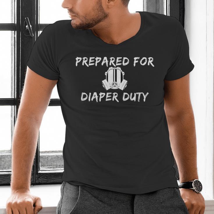 New Dad Prepared For Diaper Duty Saying Quote Men's V-Neck T-Shirt