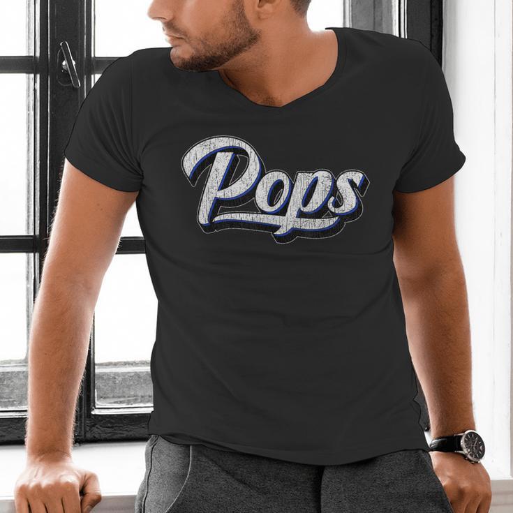 New Grandpa For Dad Called Pops Men's V-Neck T-Shirt