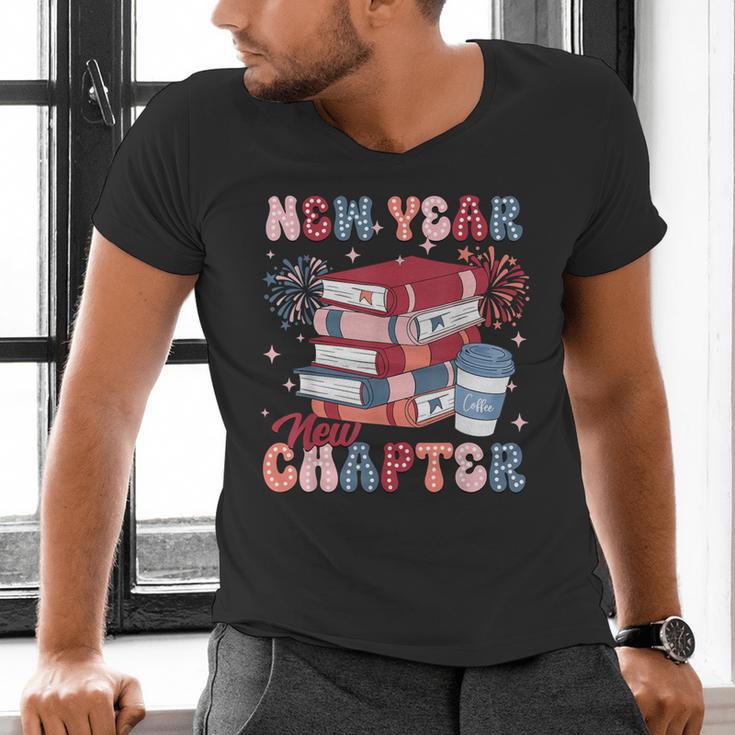 New Year New Chapter Happy New Year 2025 Book Lover Men's V-Neck T-Shirt New Year New Chapter Happy New Year 2025 Book Lover Men's V-Neck T-Shirt