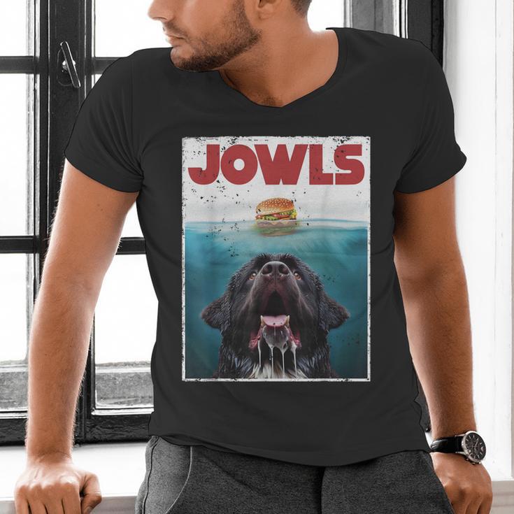 Newfoundland Dog Newfie Lab Jowls Burger Dog Mom Dad Men's V-Neck T-Shirt Newfoundland Dog Newfie Lab Jowls Burger Dog Mom Dad Men's V-Neck T-Shirt