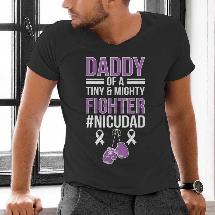 NICU Dad Micro Preemie Baby Dad Of NICU Warrior Appreciation Men's V-Neck T-Shirt
