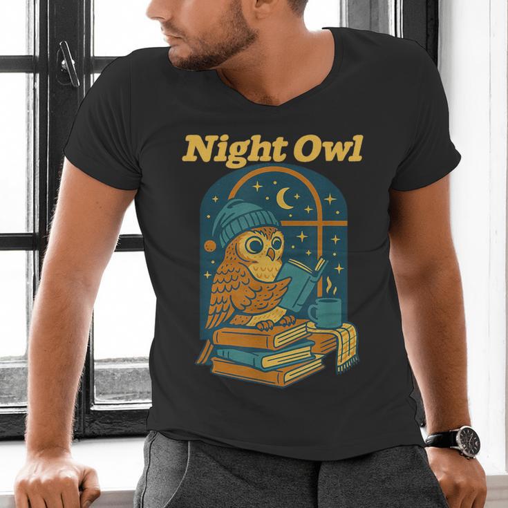 Night Owl Cozy Reading Tea Coffee Lover Bookworm Cute Men's V-Neck T-Shirt Night Owl Cozy Reading Tea Coffee Lover Bookworm Cute Men's V-Neck T-Shirt