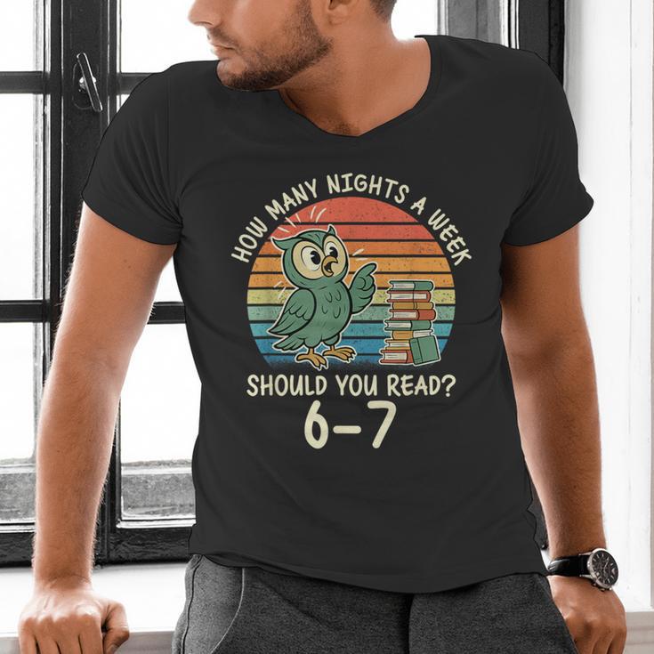 How Many Nights a Week Should You Read 67 Book Reading Meme Men's V-Neck T-Shirt