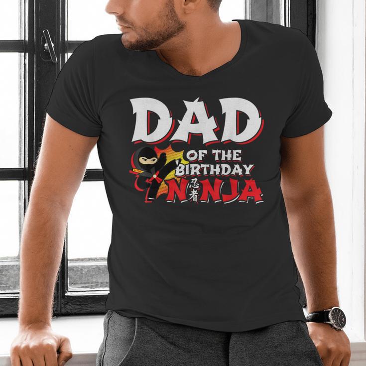 Ninja Birthday Party Dad Of The Birthday Ninja Small Men's V-Neck T-Shirt