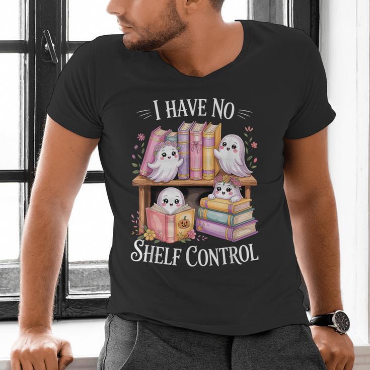 I Have No Shelf Control Ghost Reading Books Pun Men's V-Neck T-Shirt I Have No Shelf Control Ghost Reading Books Pun Men's V-Neck T-Shirt