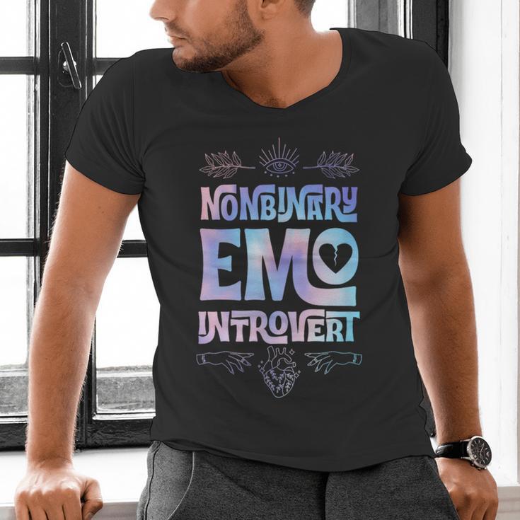 Nonbinary Emo Introvert Pride Trendy Mystic Teen Goth Style Men's V-Neck T-Shirt Nonbinary Emo Introvert Pride Trendy Mystic Teen Goth Style Men's V-Neck T-Shirt