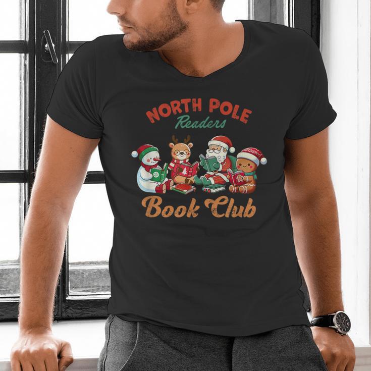North Pole Readers Book Club Reading Book Christmas Men's V-Neck T-Shirt