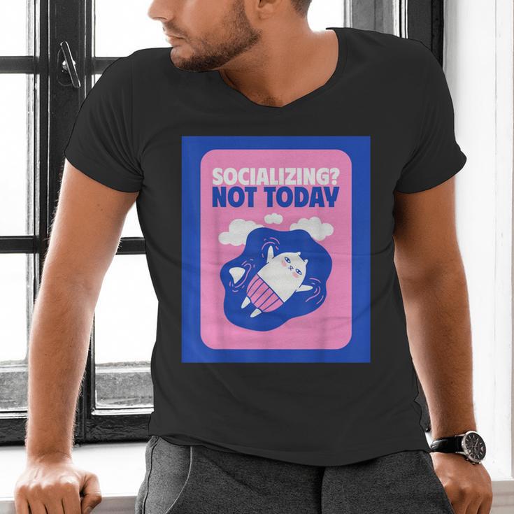 Not Today Cool Fun Cute Introvert Cat Character Men's V-Neck T-Shirt Not Today Cool Fun Cute Introvert Cat Character Men's V-Neck T-Shirt