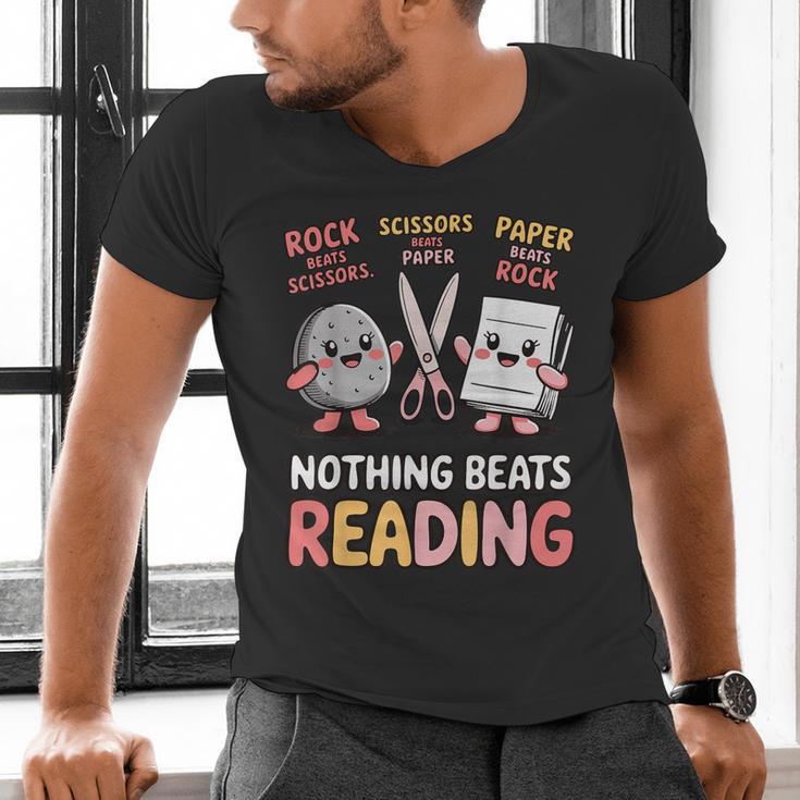 Nothing Goes Beyond Reading Rock Paper Scissors Book Men's V-Neck T-Shirt