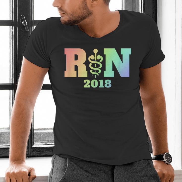 Nurse Graduation Shirt RN Est 2018 Rainbow Tshirt Men's V-Neck T-Shirt