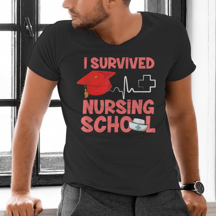 Nurse Survived Nursing School Graduation Men's V-Neck T-Shirt