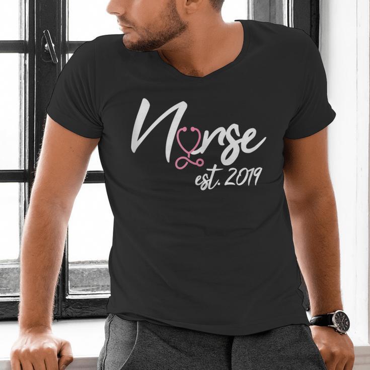 Nursing School Survivor Apparel Graduation Nurse RN EST 2019 Men's V-Neck T-Shirt