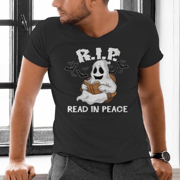 October Reading And Library Awareness Books And Boos Men's V-Neck T-Shirt October Reading And Library Awareness Books And Boos Men's V-Neck T-Shirt