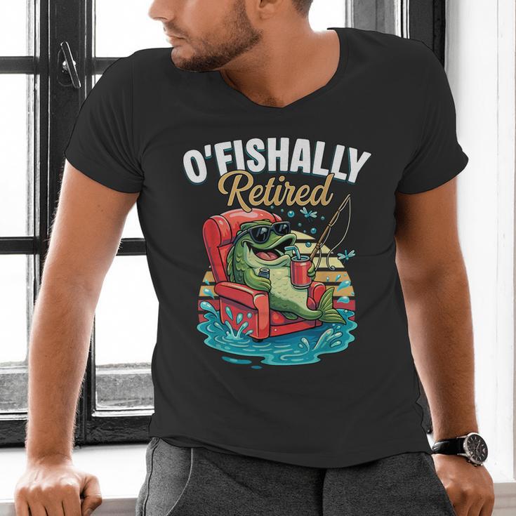 O'Fishally Retired Fishing Retirement Fisherman Dad Men's V-Neck T-Shirt